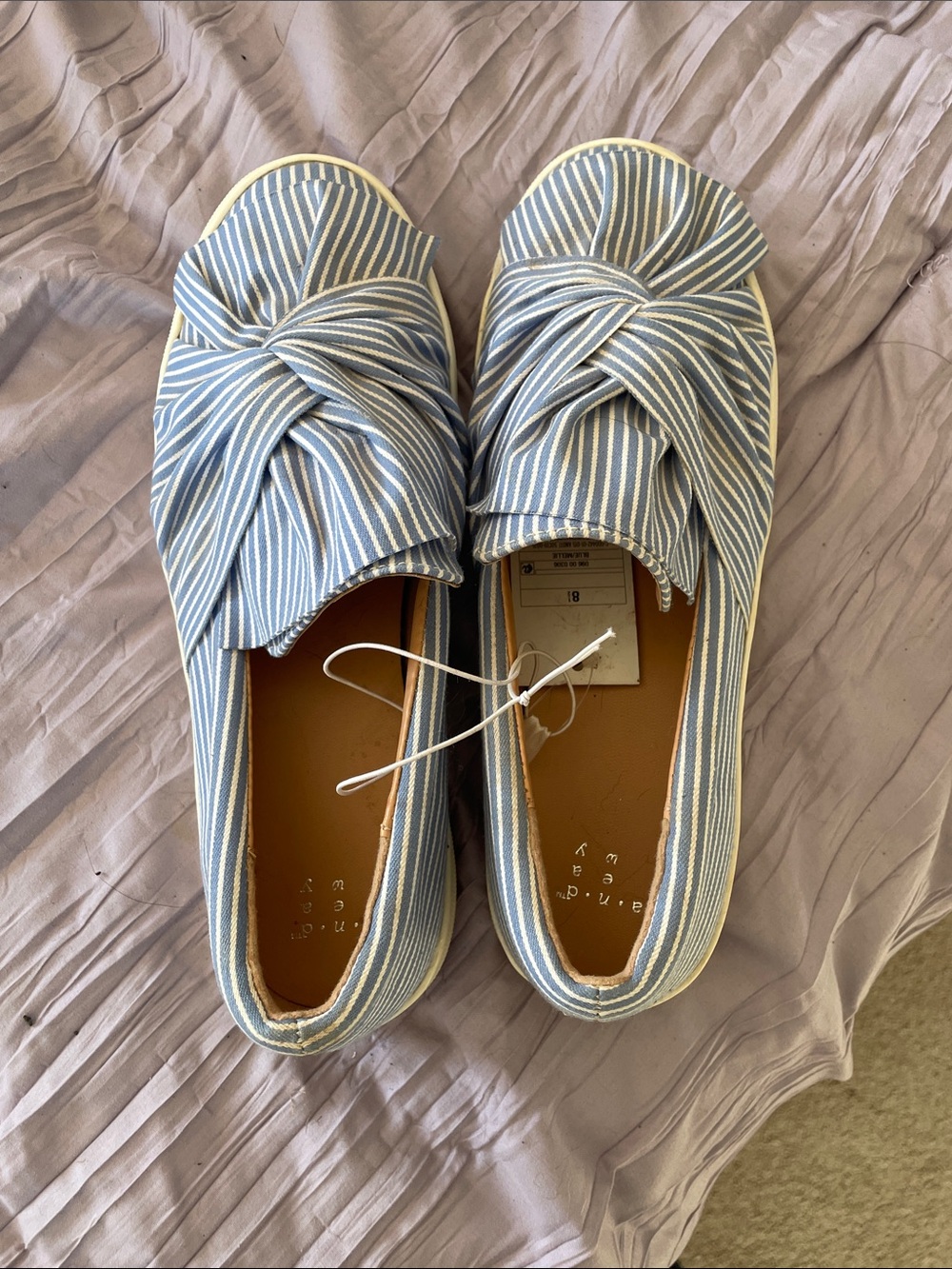 Target Blue and White Striped Knot Slip-On Flats